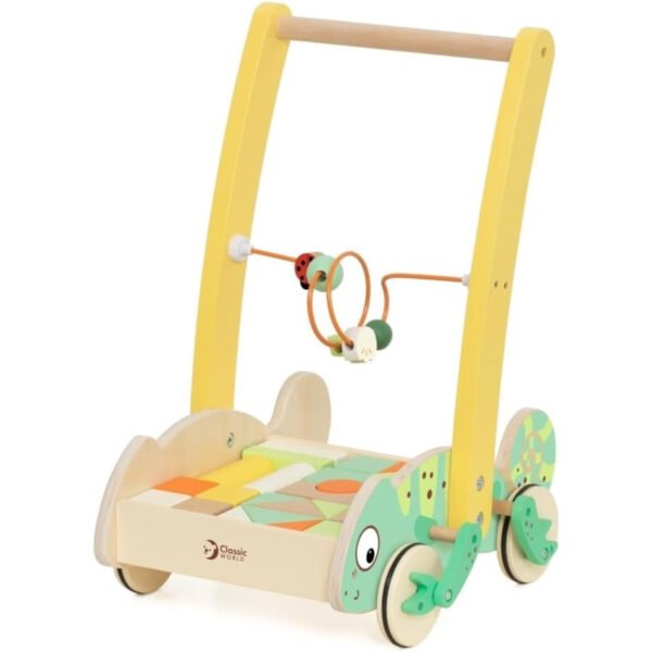 Classic World Chameleon Themed Baby Walker with Wooden Blocks