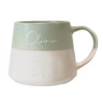 Personalised Name Green & White Dipped Speckled Design Ceramic Mug - Image 4