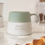 Personalised Any Message Green & White Dipped Speckled Design Ceramic Mug - Image 2
