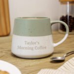 Personalised Any Message Green & White Dipped Speckled Design Ceramic Mug - Image 3