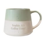 Personalised Any Message Green & White Dipped Speckled Design Ceramic Mug - Image 4