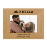 Personalised Bold Text Any Message 6x4 Landscape Oak Finish Photo Frame - Image 4
