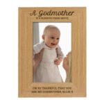 Personalised 'A Godmother Is A Blessing From Above' 4x6 Portrait Oak Finish Photo Frame - Image 4