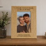 Personalised Anniversary 4x6 Portrait Oak Finish Photo Frame - Image 2
