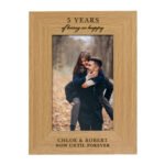 Personalised Anniversary 4x6 Portrait Oak Finish Photo Frame - Image 4
