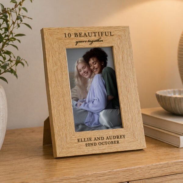 Personalised Anniversary 4x6 Portrait Oak Finish Photo Frame