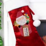 Personalised Santa Claus Design Luxury Red Pom Pom Christmas Stocking - Image 2