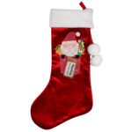 Personalised Santa Claus Design Luxury Red Pom Pom Christmas Stocking - Image 5
