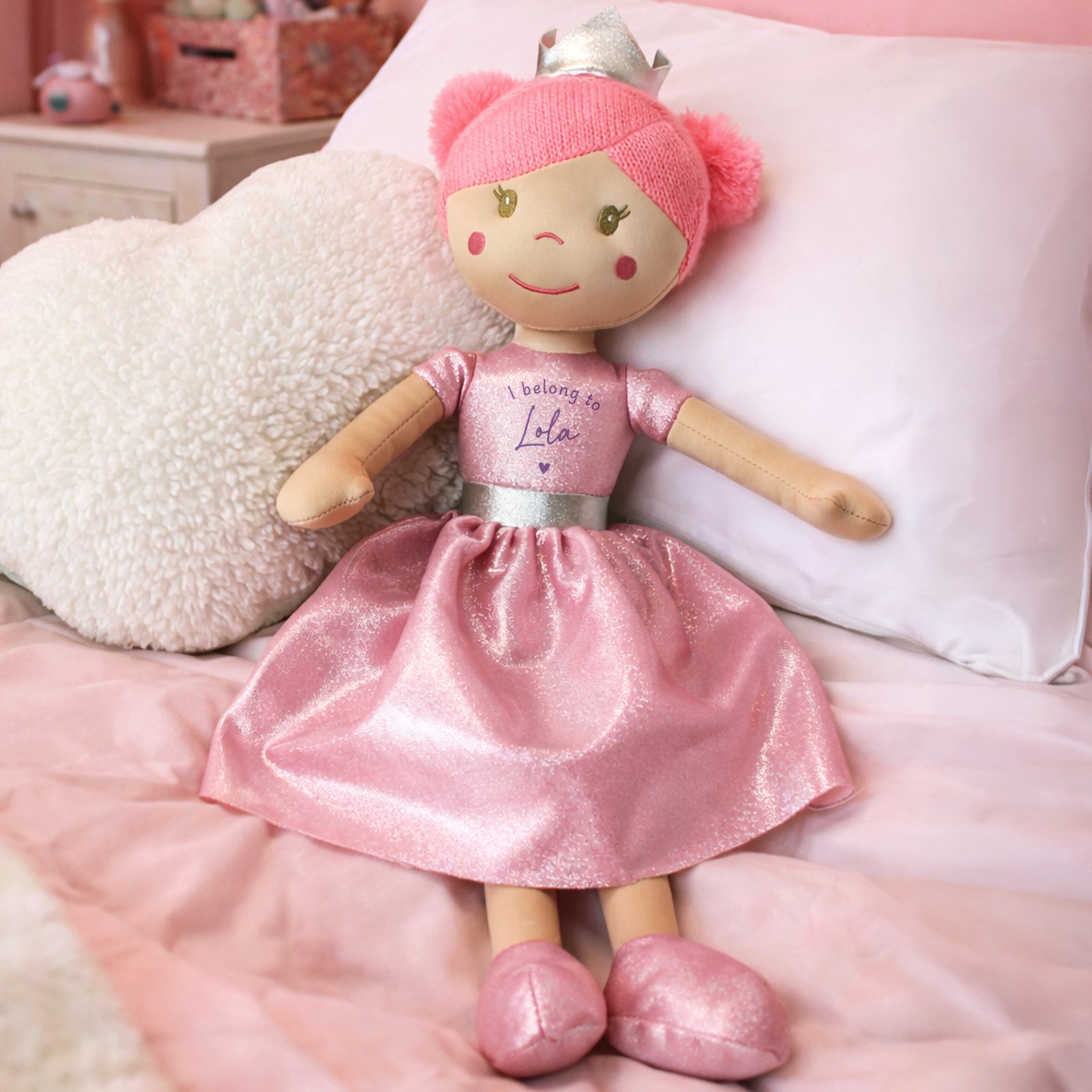 P0810B75 Personalised 'I Belong To...' Pink Princess Ballerina Rag Doll Personalised 'I Belong To...' Pink Princess Ballerina Rag Doll - Image 1
