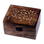 Ancient Wisdom Carved Floral Mango Wood Aromathrapy Box (Holds 12x 10ml Bottles)