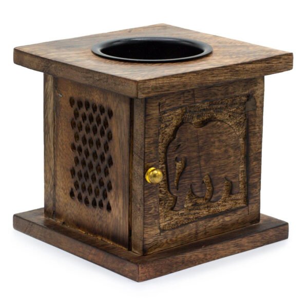 Ancient Wisdom Elephant Design Large Mango Wood Box Burner