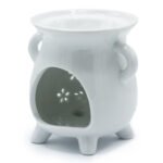 Ancient Wisdom Cauldron Owl Cutout Design White Ceramic Oil Burner - Image 2