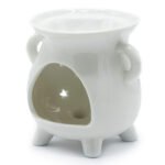 Ancient Wisdom Cauldron Moon Phase Cutout Design White Ceramic Oil Burner - Image 2