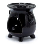 Ancient Wisdom Cauldron Moon Phase Cutout Design Black Ceramic Oil Burner - Image 2