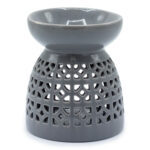 Ancient Wisdom Classic Morrocan Cutout Design Grey Ceramic Oil Burner