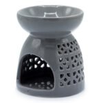 Ancient Wisdom Classic Morrocan Cutout Design Grey Ceramic Oil Burner - Image 2