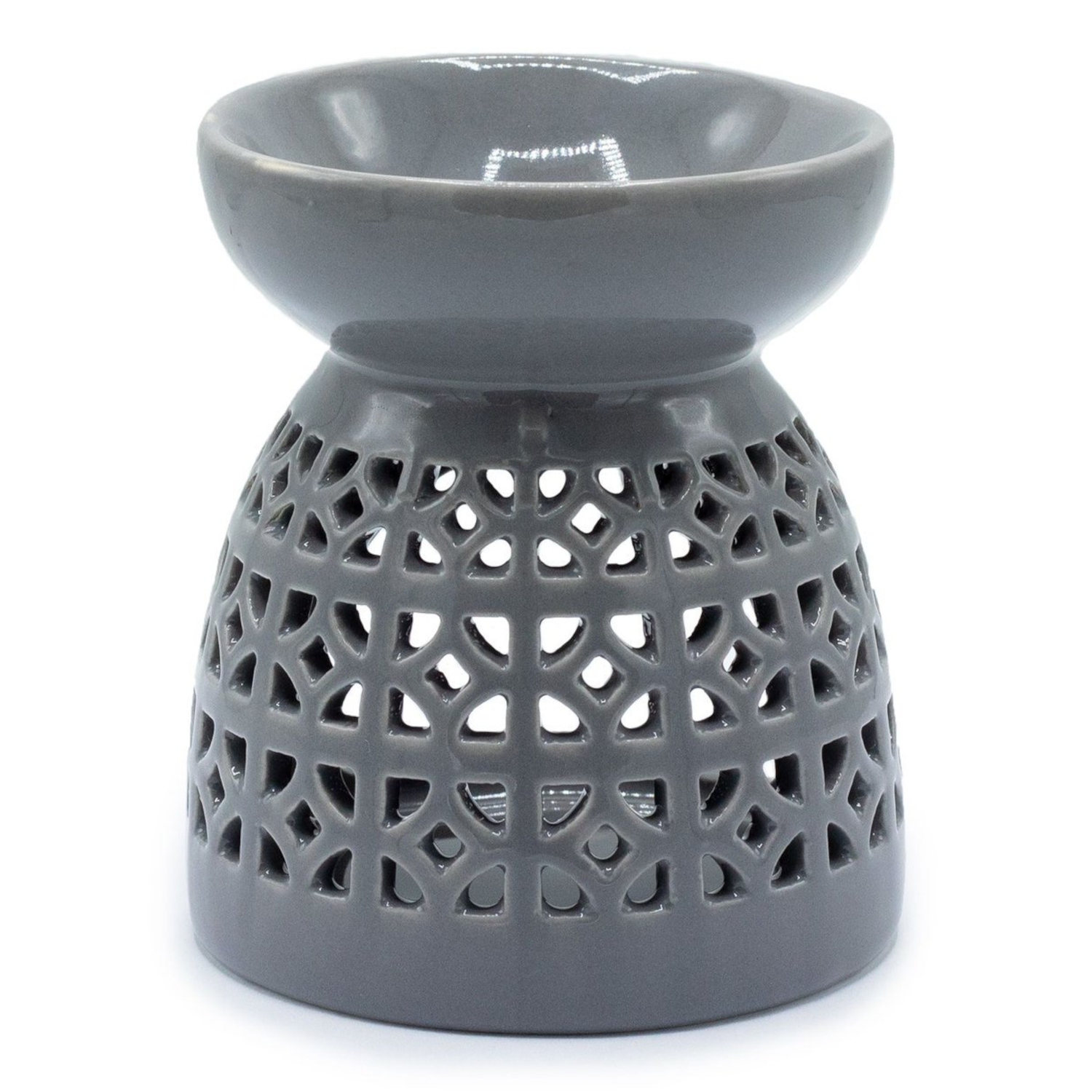 OB-310 Ancient Wisdom Classic Morrocan Cutout Design Grey Ceramic Oil Burner Ancient Wisdom Classic Morrocan Cutout Design Grey Ceramic Oil Burner - Image 1