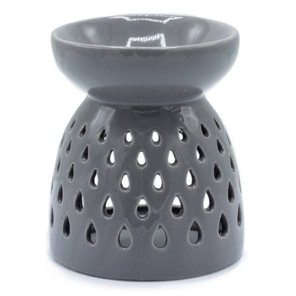 Ancient Wisdom Classic Teardrops Cutout Design Grey Ceramic Oil Burner