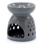 Ancient Wisdom Classic Teardrops Cutout Design Grey Ceramic Oil Burner - Image 2