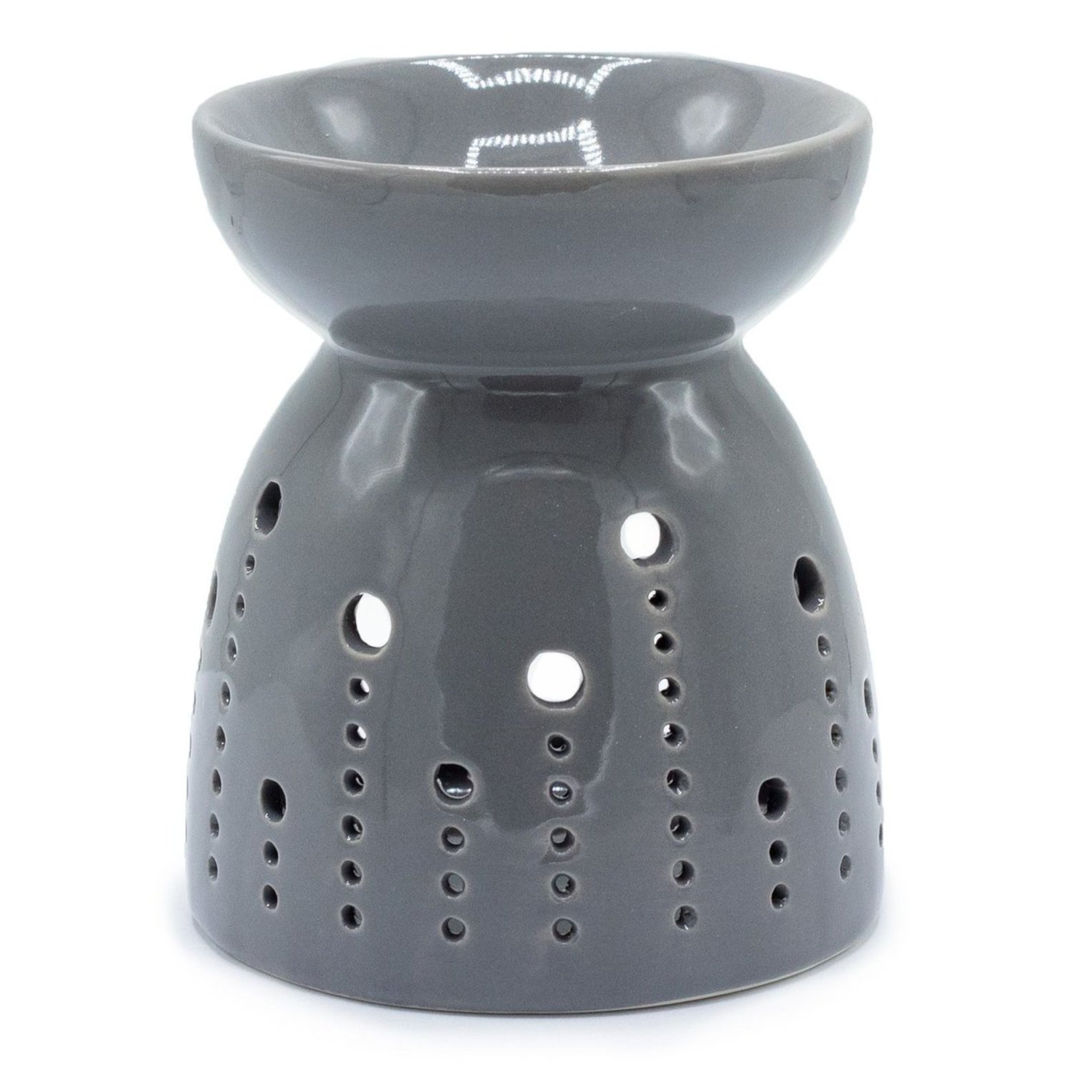 OB-312 Ancient Wisdom Classic Bubbles Cutout Design Grey Ceramic Oil Burner Ancient Wisdom Classic Bubbles Cutout Design Grey Ceramic Oil Burner - Image 1