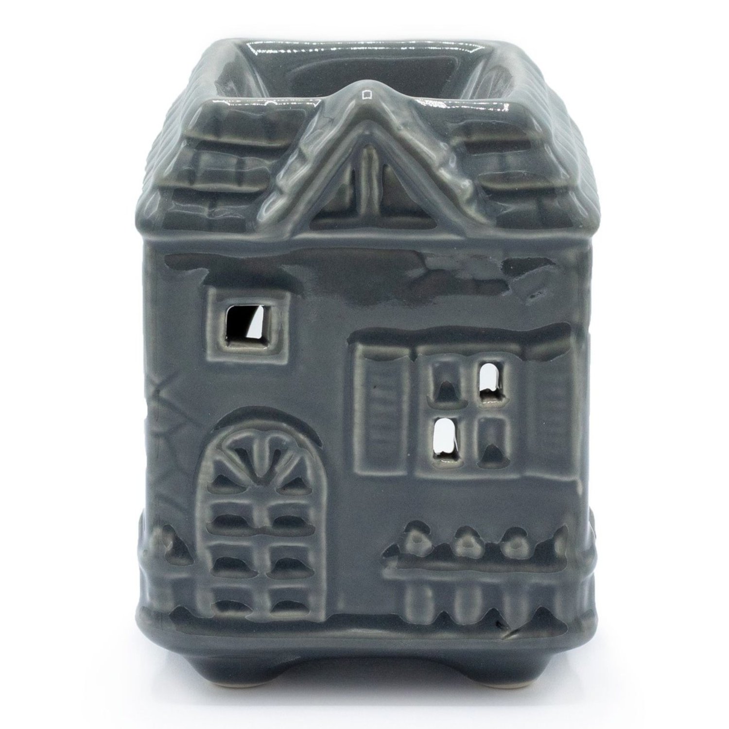 OB-314 Ancient Wisdom Town House Design Grey Ceramic Oil Burner Ancient Wisdom Town House Design Grey Ceramic Oil Burner - Image 1