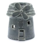 Ancient Wisdom Windmill Shaped Grey Ceramic Oil Burner