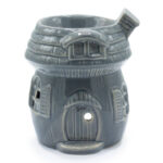 Ancient Wisdom Mushroom House Shaped Grey Ceramic Oil Burner