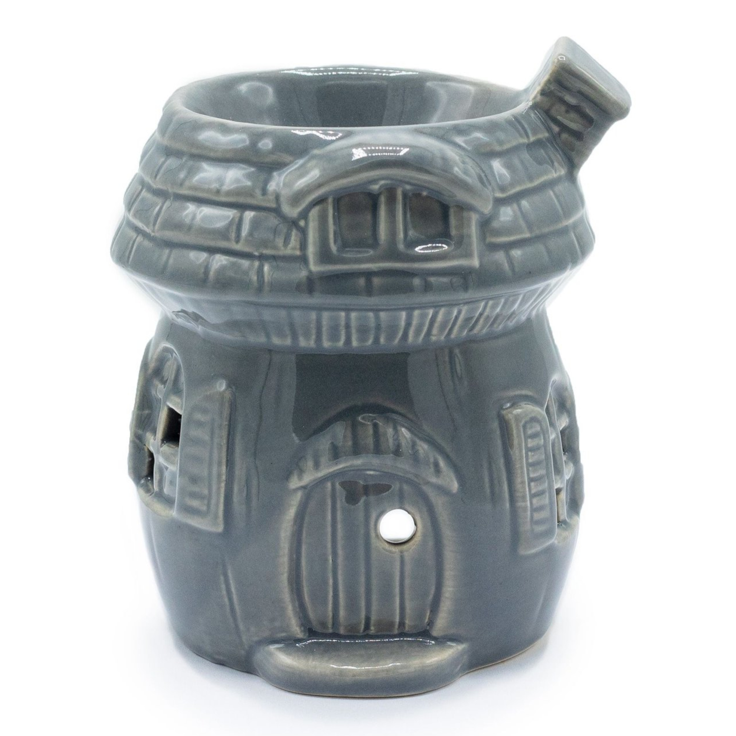 OB-316 Ancient Wisdom Mushroom House Shaped Grey Ceramic Oil Burner Ancient Wisdom Mushroom House Shaped Grey Ceramic Oil Burner - Image 1