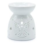 Ancient Wisdom Angel Cutout Design White Ceramic Oil Burner
