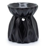 Ancient Wisdom Geometric Design Black Ceramic Oil Burner