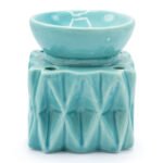 Ancient Wisdom Geometric Design Blue Ceramic Oil Burner