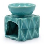 Ancient Wisdom Geometric Design Blue Ceramic Oil Burner - Image 2