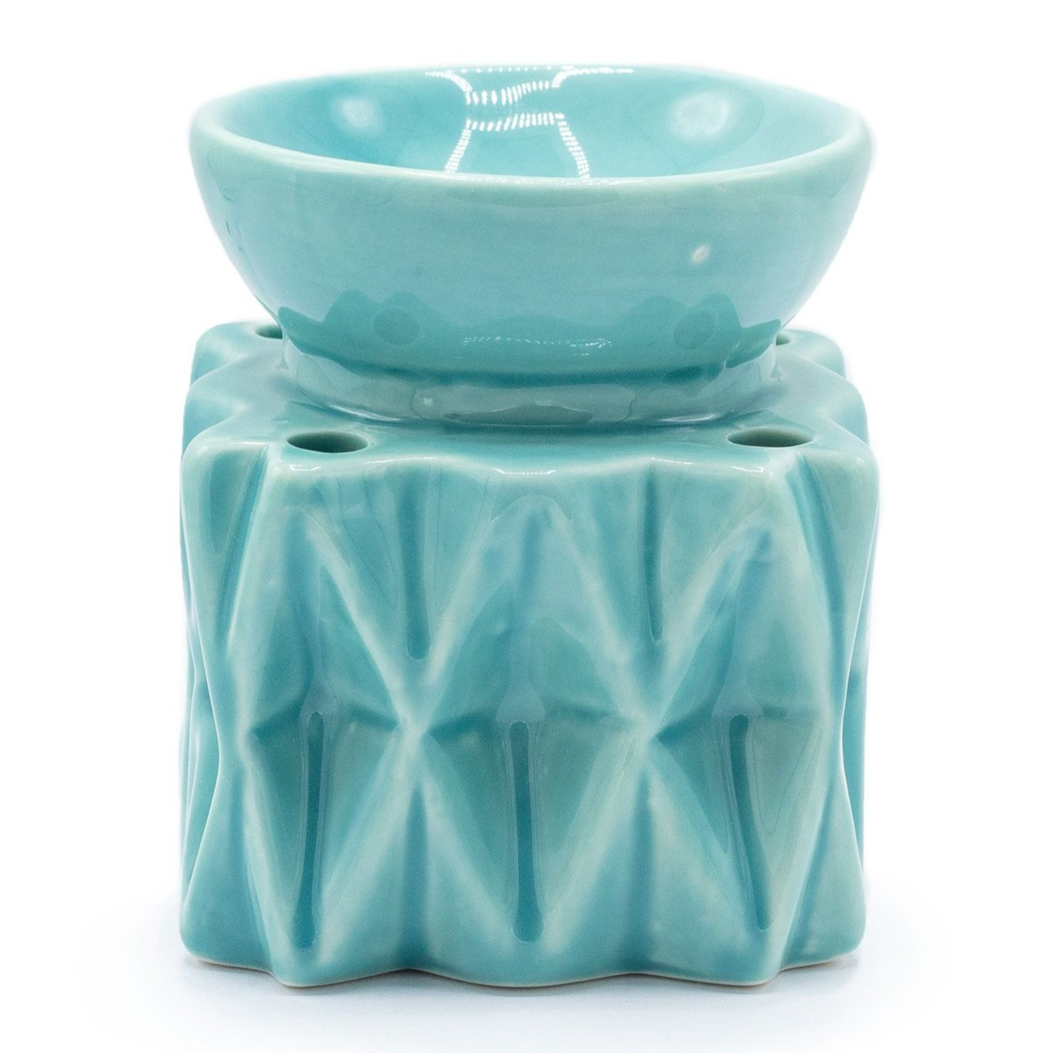 OB-323 Ancient Wisdom Geometric Design Blue Ceramic Oil Burner Ancient Wisdom Geometric Design Blue Ceramic Oil Burner - Image 1