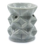 Ancient Wisdom Geometric Design Grey Ceramic Oil Burner