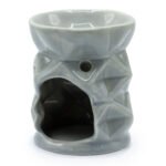 Ancient Wisdom Geometric Design Grey Ceramic Oil Burner - Image 2