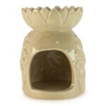 Ancient Wisdom Ceramic Sunflower Oil Burner - Pastel Beige