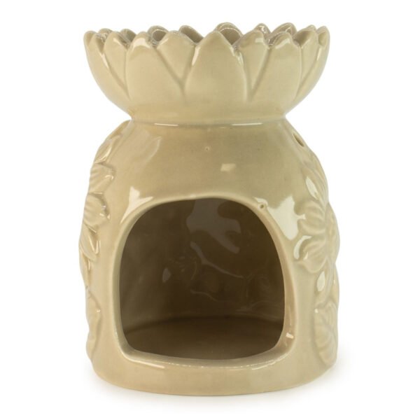 Ancient Wisdom Ceramic Sunflower Oil Burner - Pastel Beige