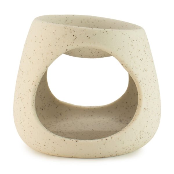 Ancient Wisdom Round Speckled Pebble Ceramic Zen Oil Burner – Off White