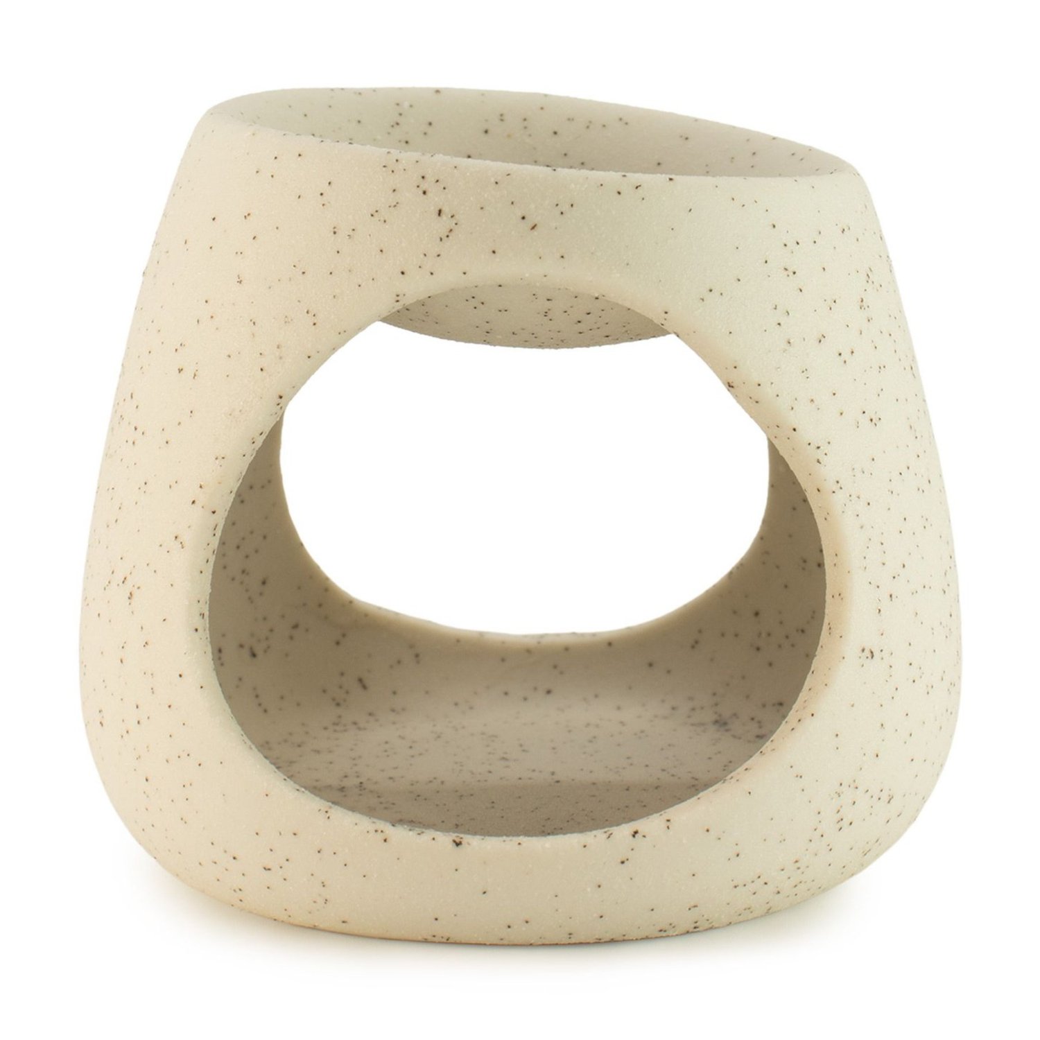 OB-338 Ancient Wisdom Round Speckled Pebble Ceramic Zen Oil Burner – Off White Ancient Wisdom Round Speckled Pebble Ceramic Zen Oil Burner – Off White - Image 1