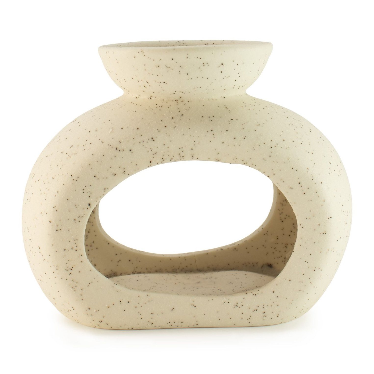 OB-339 Ancient Wisdom Small Oval Speckled Pebble Ceramic Zen Oil Burner – Off White Ancient Wisdom Small Oval Speckled Pebble Ceramic Zen Oil Burner – Off White - Image 1