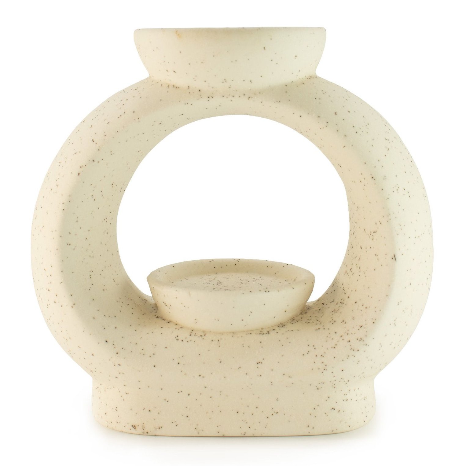 OB-340 Ancient Wisdom Large Oval Speckled Pebble Ceramic Zen Oil Burner – Off White Ancient Wisdom Large Oval Speckled Pebble Ceramic Zen Oil Burner – Off White - Image 1