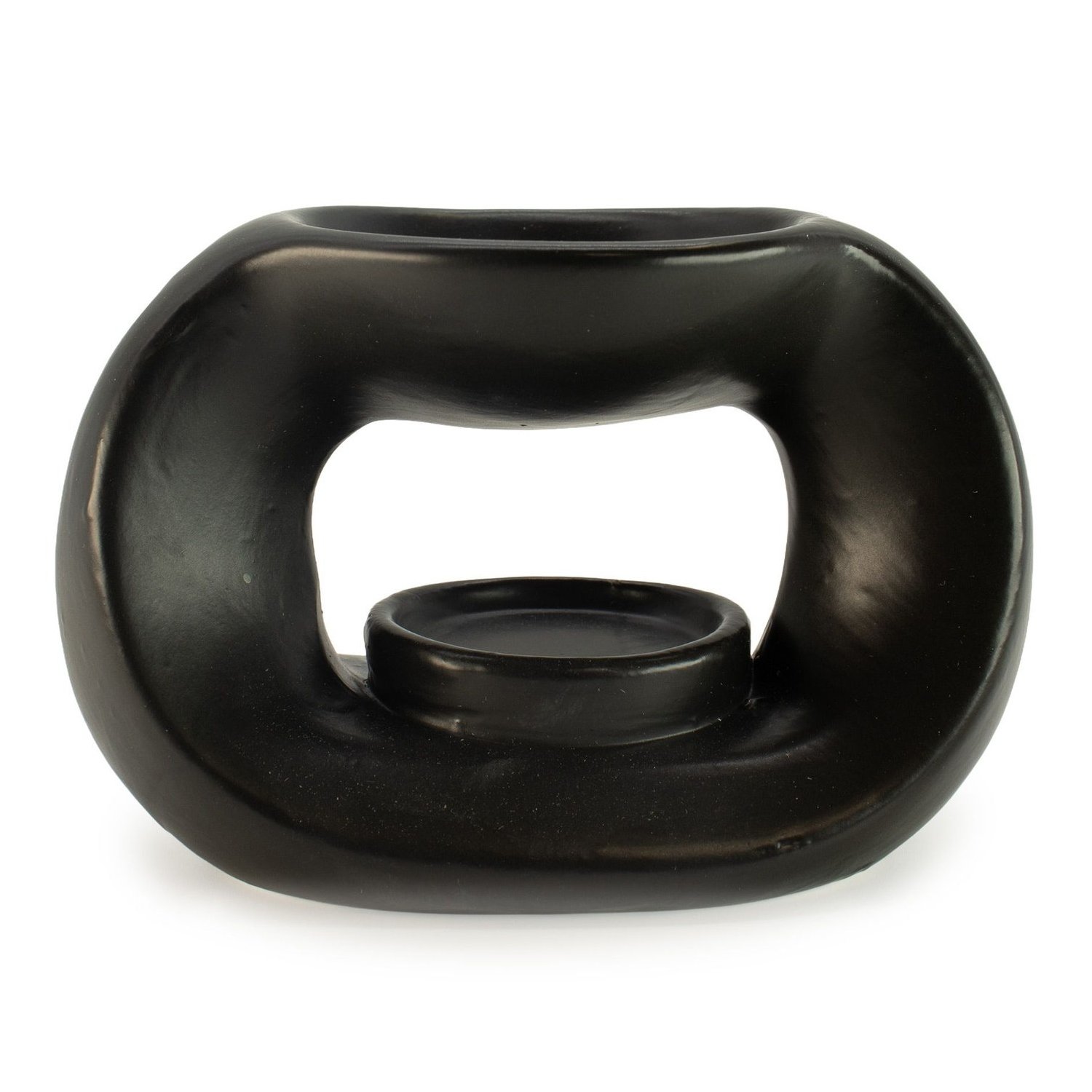 OB-342 Ancient Wisdom Oval Pebble Ceramic Zen Oil Burner – Matt Black Ancient Wisdom Oval Pebble Ceramic Zen Oil Burner – Matt Black - Image 1