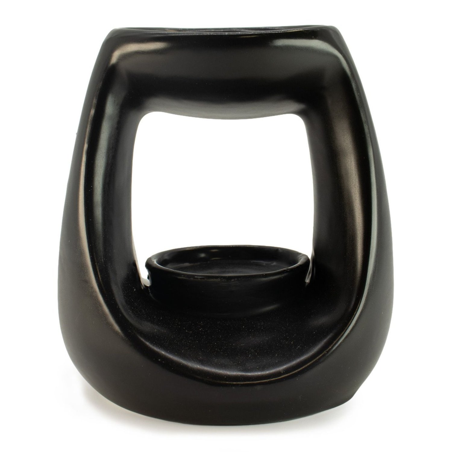 OB-343 Ancient Wisdom Large Oval Pebble Ceramic Zen Oil Burner - Matt Black Ancient Wisdom Large Classic Pebble Ceramic Zen Oil Burner - Matt Black - Image 1
