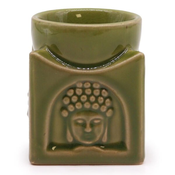 Ancient Wisdom Buddha Square Ceramic Oil Burner – Light Jade