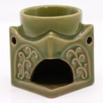 Ancient Wisdom Buddha Square Ceramic Oil Burner – Light Jade - Image 3