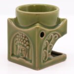 Ancient Wisdom Buddha Square Ceramic Oil Burner – Light Jade - Image 2