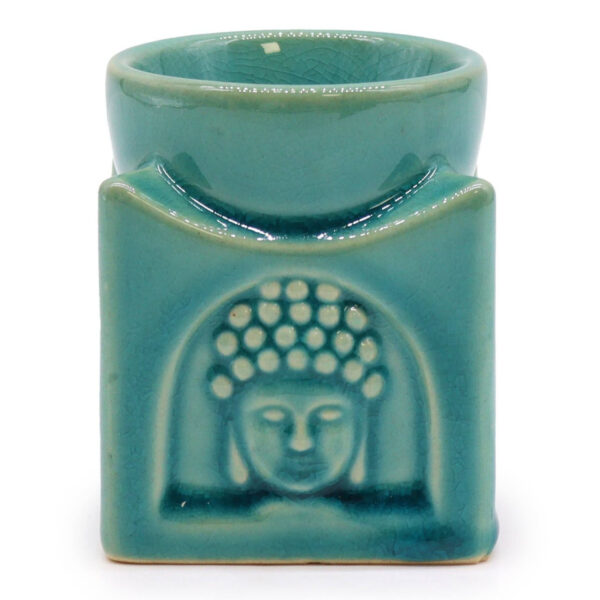 Ancient Wisdom Buddha Square Ceramic Oil Burner - Soft Turquoise