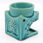 Ancient Wisdom Buddha Square Ceramic Oil Burner - Soft Turquoise - Image 2