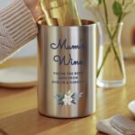 Personalised Any Message Blue Floral Design Stainless Steel Wine Cooler - Image 2