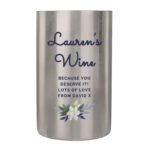 Personalised Any Message Blue Floral Design Stainless Steel Wine Cooler - Image 4